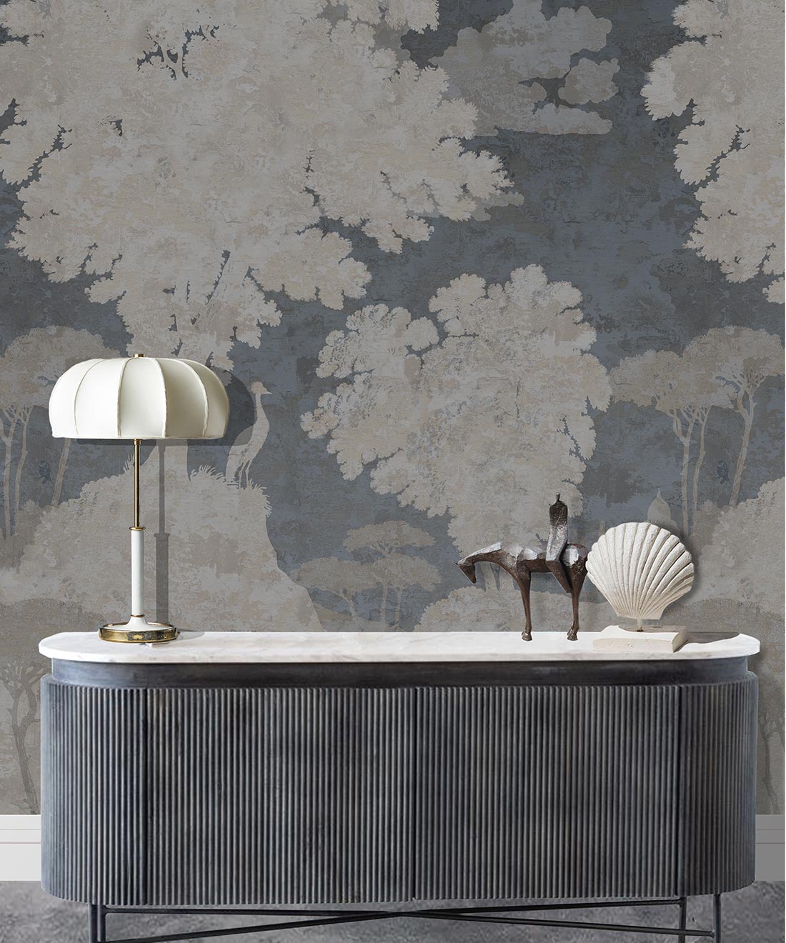 Tuscan Landscape Mural, Blue