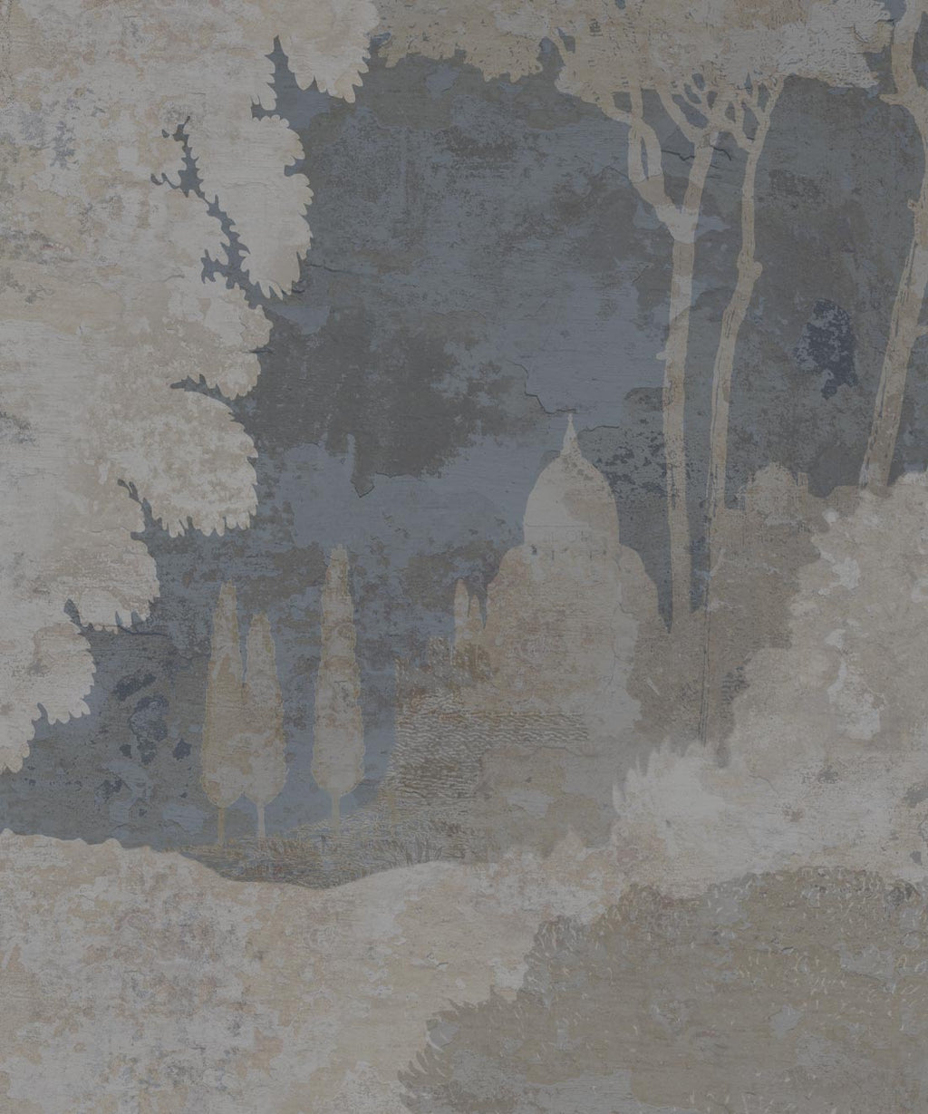 Tuscan Landscape Mural, Blue