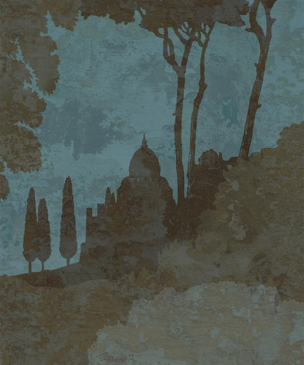 Tuscan Landscape Mural, Caramel