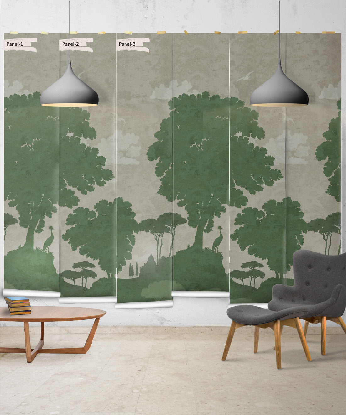 Tuscan Landscape Mural, Green