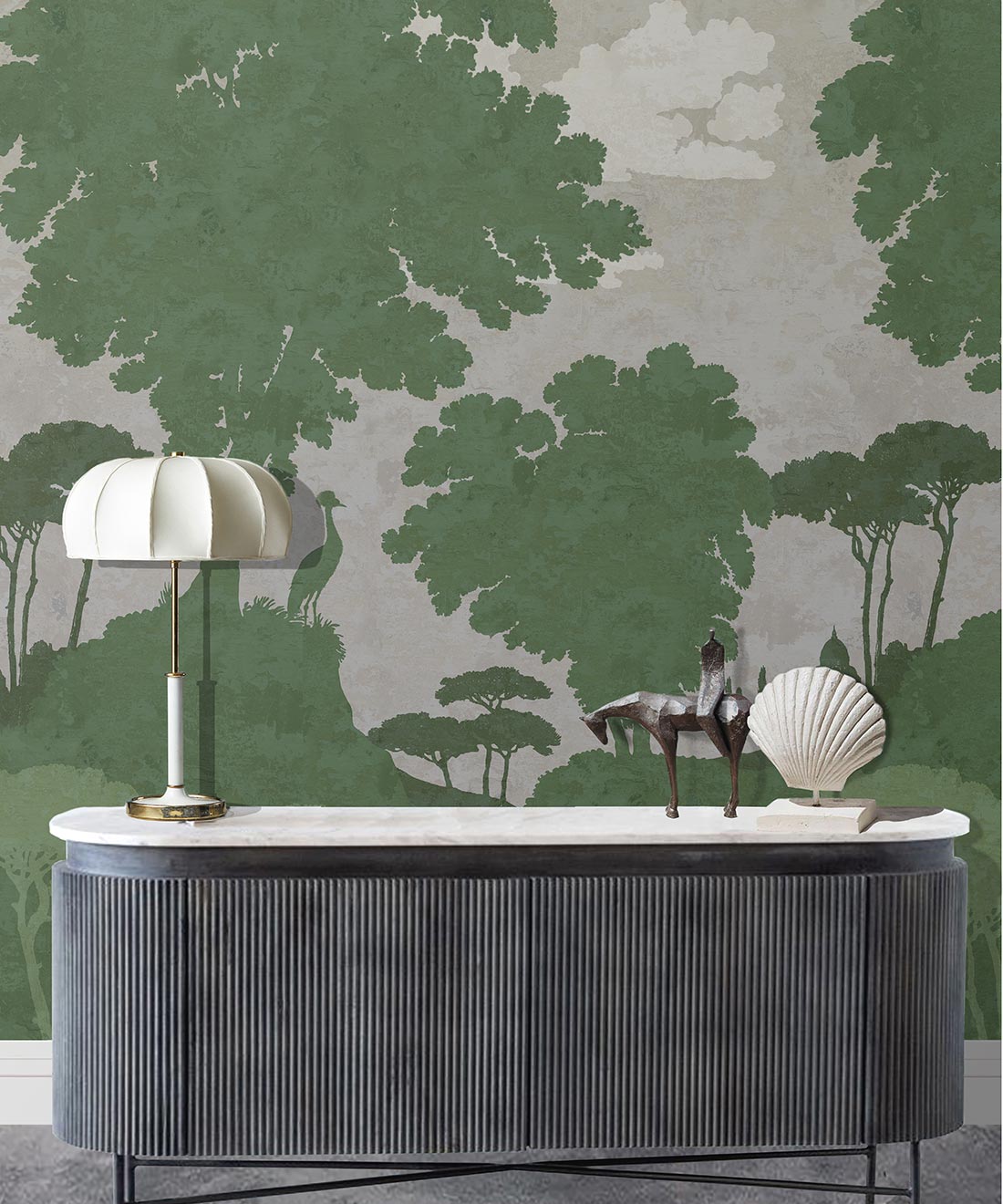 Tuscan Landscape Mural, Green