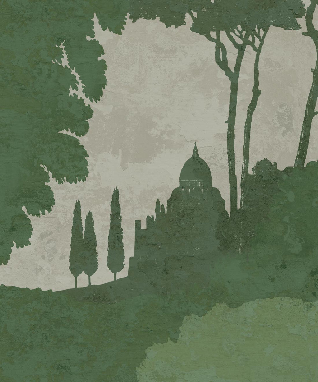 Tuscan Landscape Mural, Green