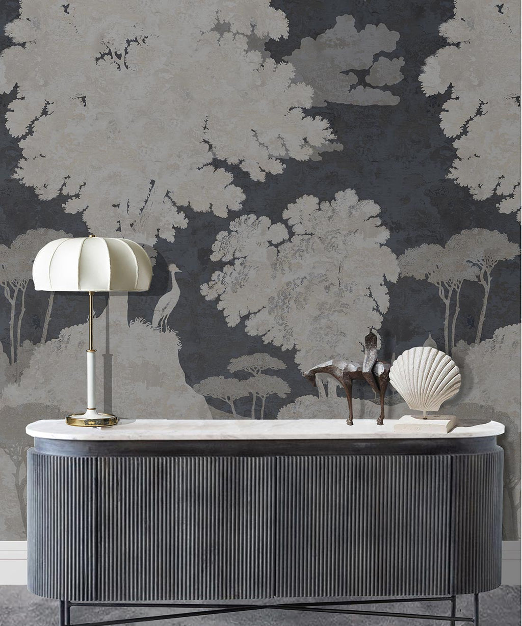 Tuscan Landscape Mural, Navy