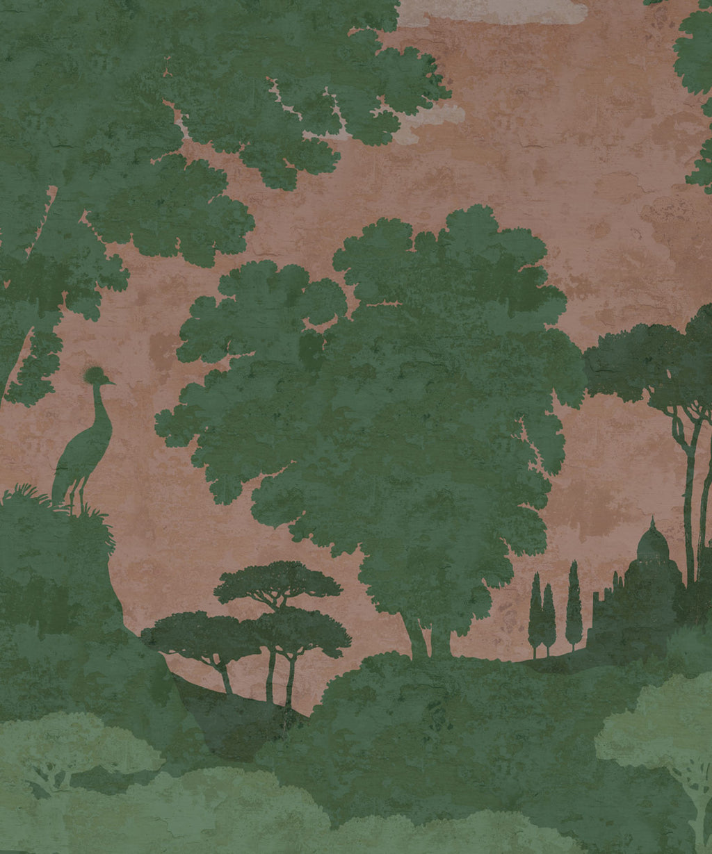 Tuscan Landscape Mural, Terracotta