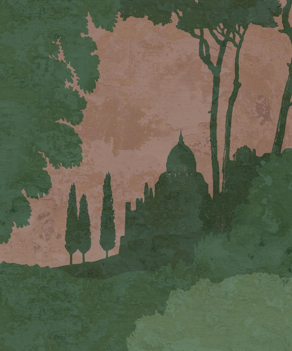 Tuscan Landscape Mural, Terracotta