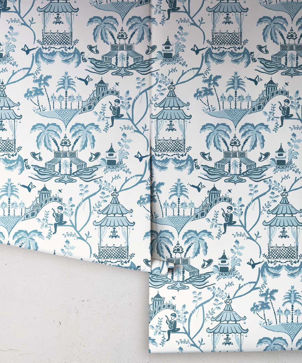 Mulberry Wallpaper, Prussian Blue