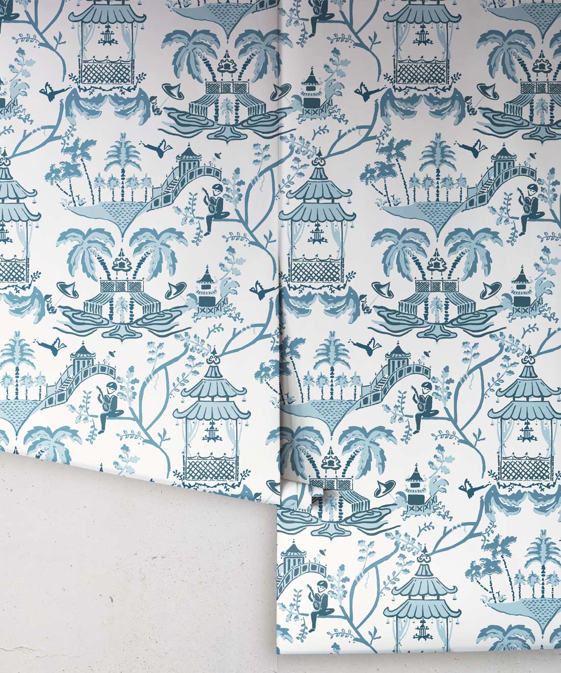 Mulberry Wallpaper, Prussian Blue