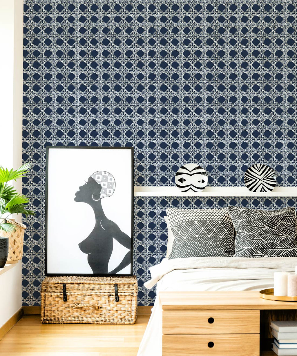 Nevis Wallpaper, Reverse Navy