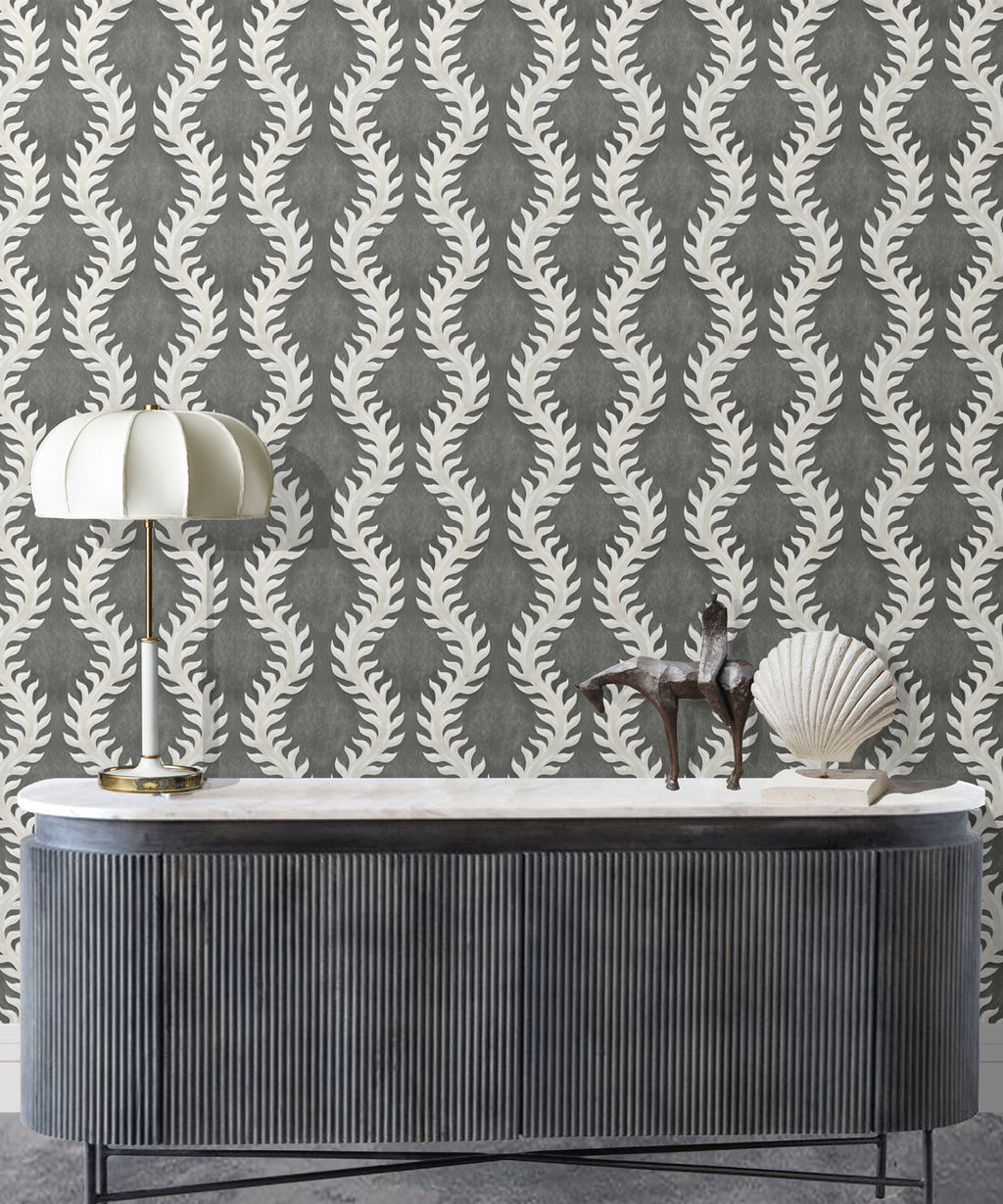 Fern Wallpaper, Grey