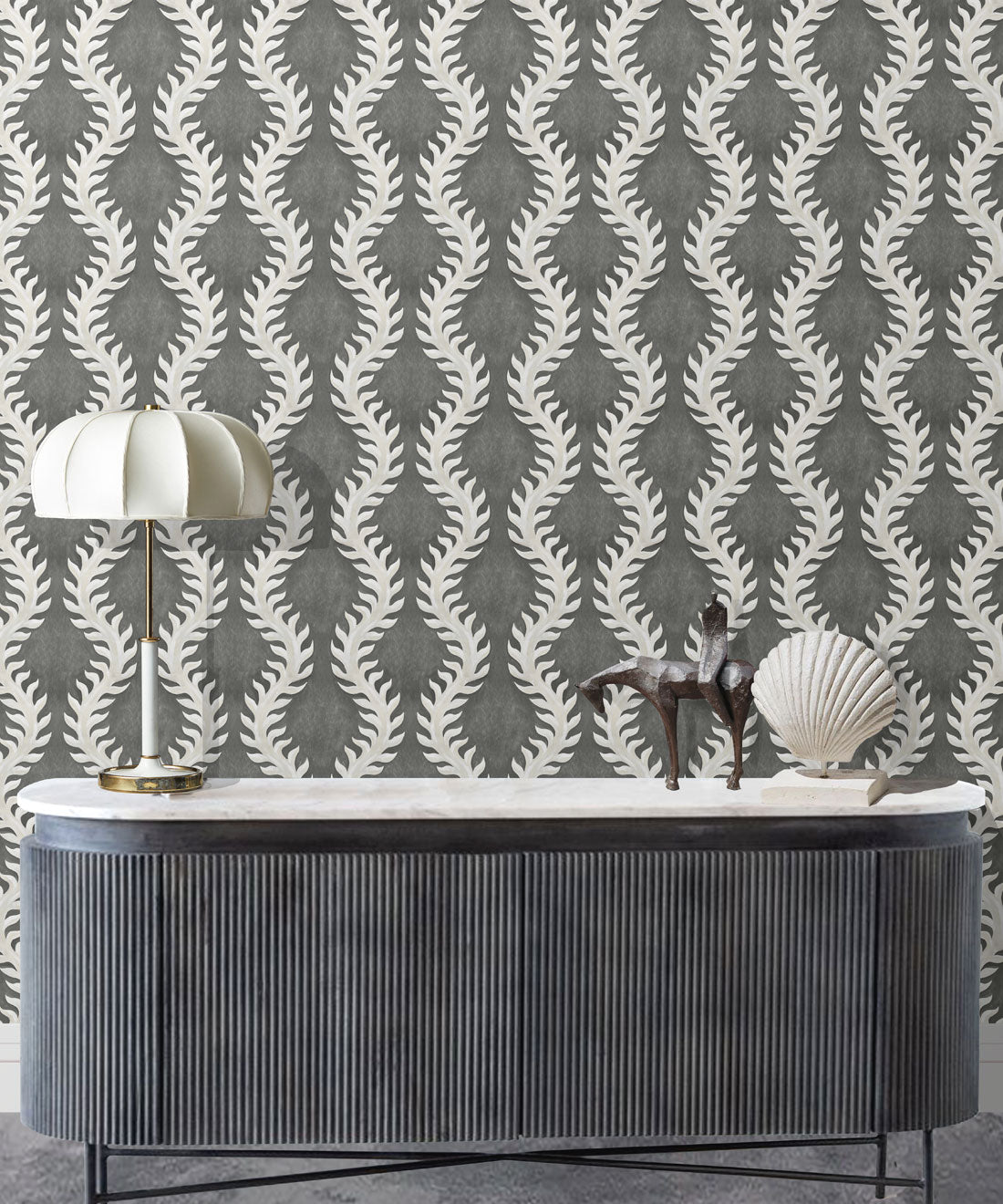 Fern Wallpaper, Grey