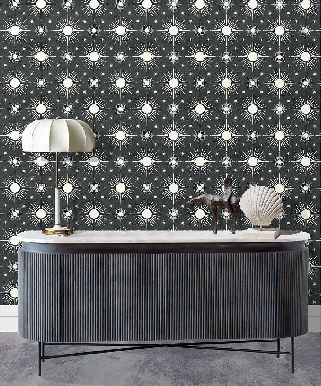 Sun Light Star Bright Wallpaper, Charcoal