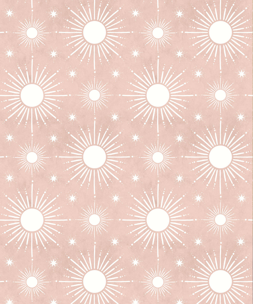 Sun Light Star Bright Wallpaper, Dusty Pink