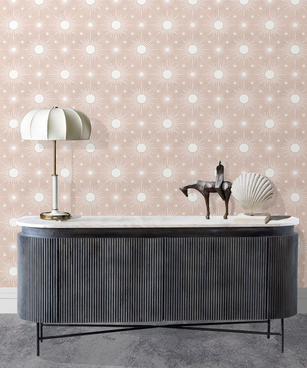 Sun Light Star Bright Wallpaper, Dusty Pink