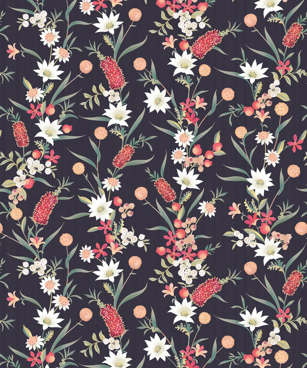 Bottlebrush Wallpaper, Charcoal