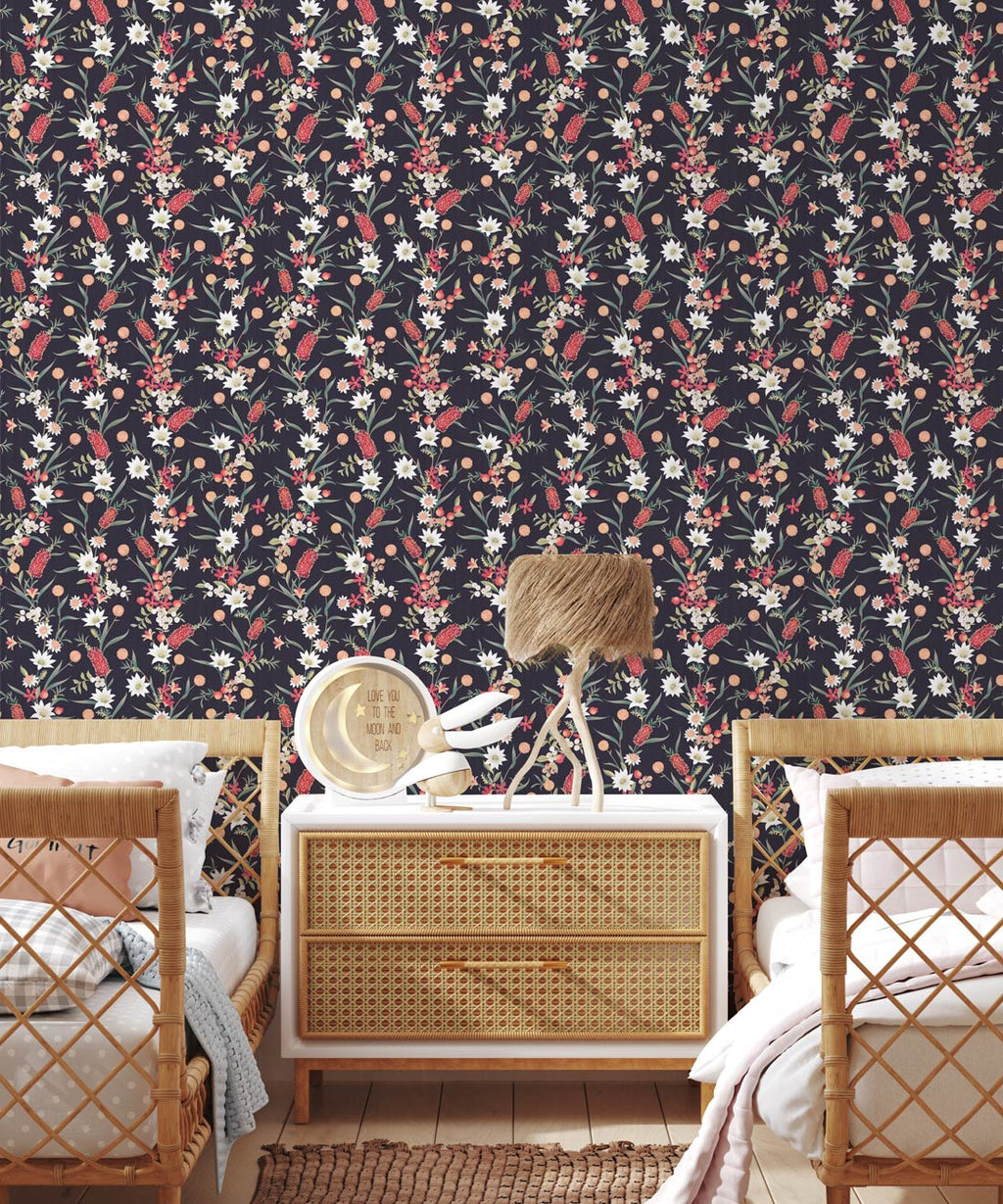 Bottlebrush Wallpaper, Charcoal