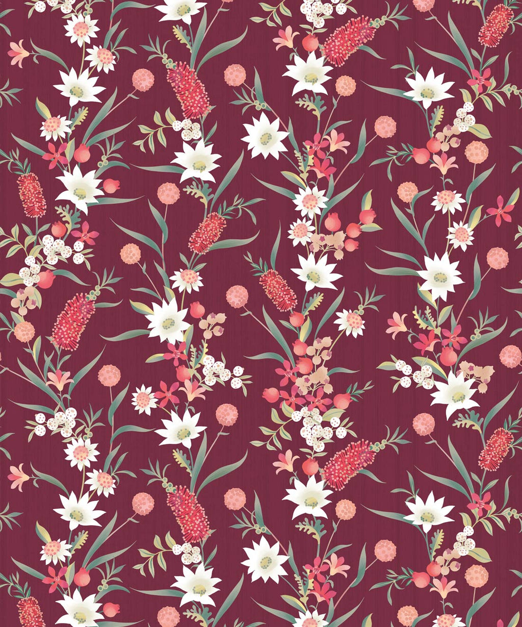 Bottlebrush Wallpaper, Maroon