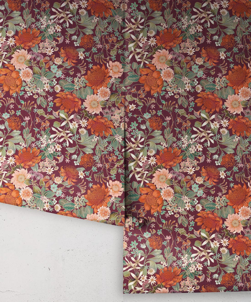 Bouquet Wallpaper, Mulberry