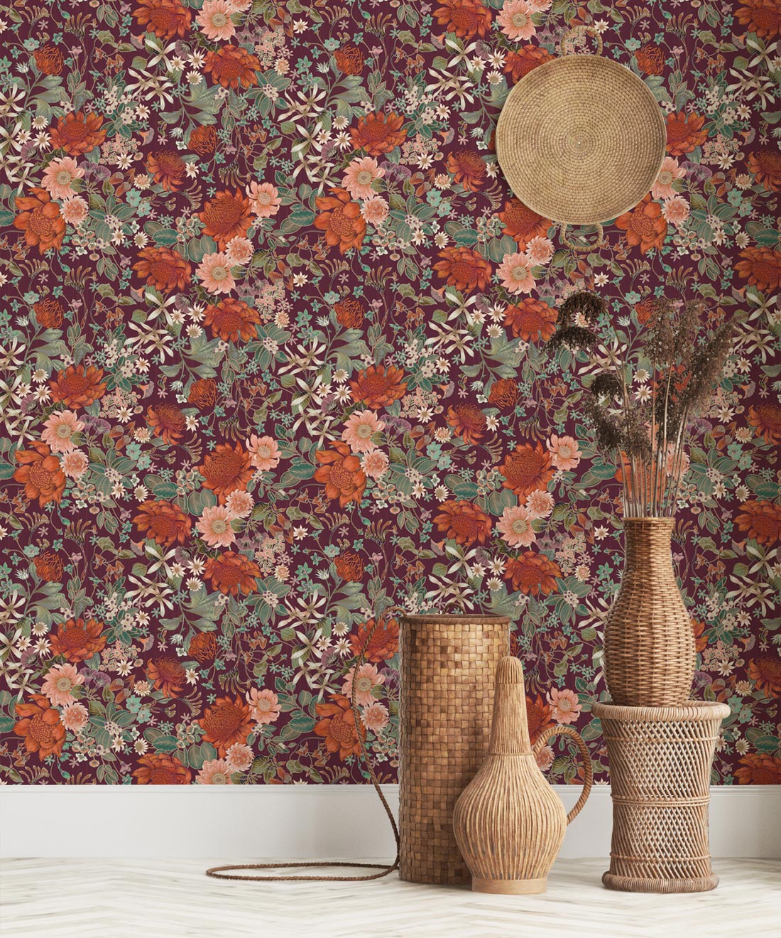 Bouquet Wallpaper, Mulberry