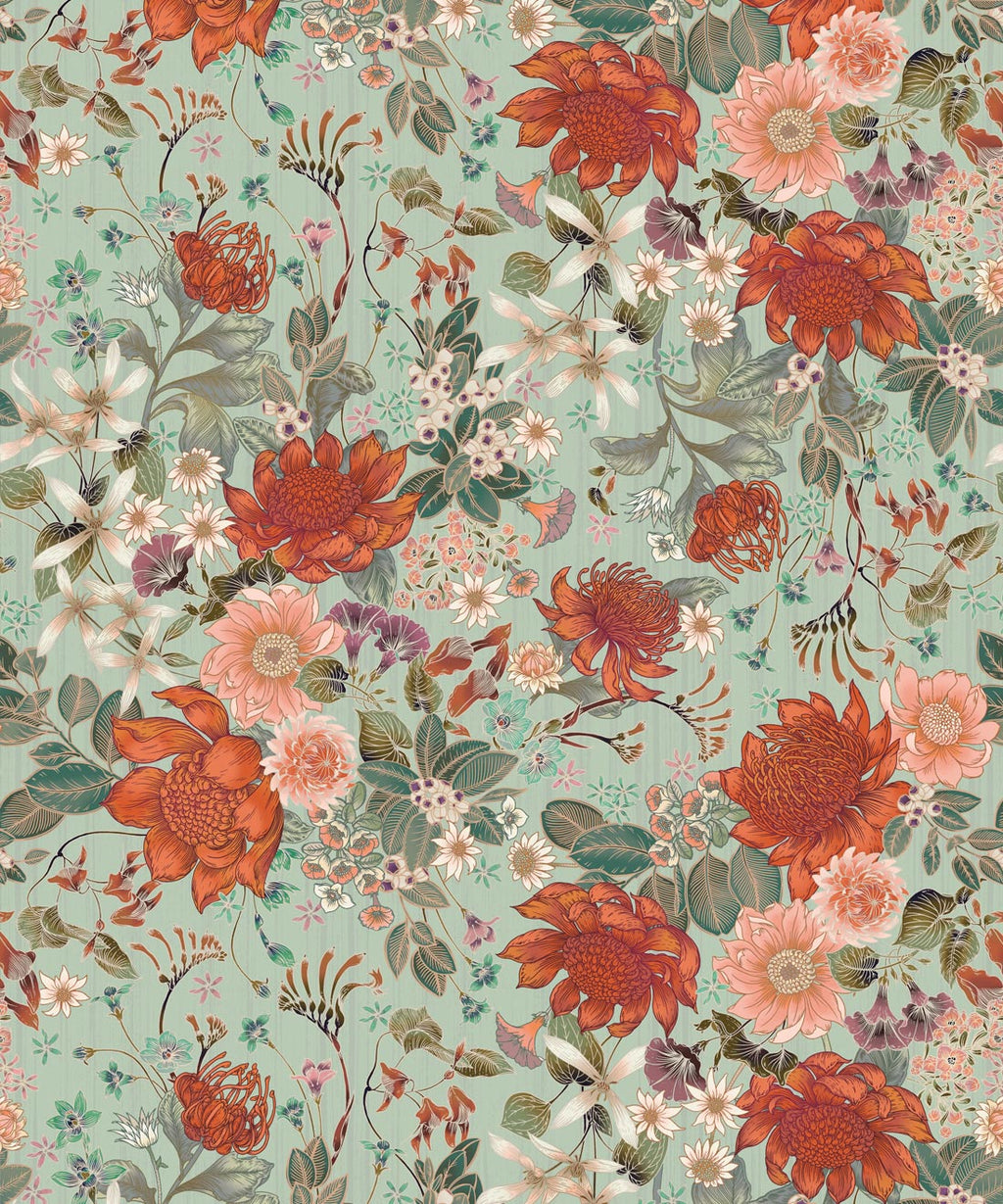 Bouquet Wallpaper, Pistachio