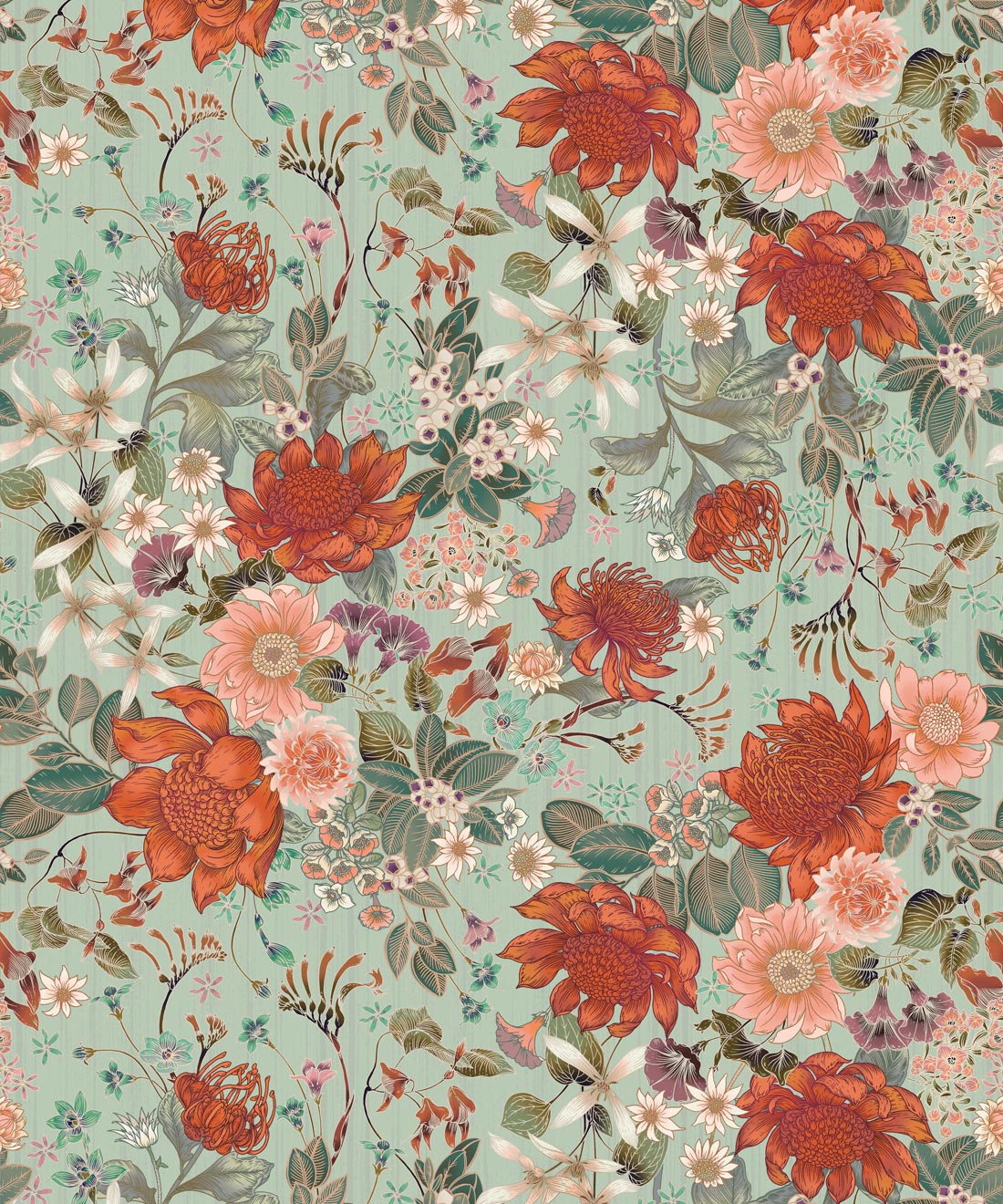 Bouquet Wallpaper, Pistachio