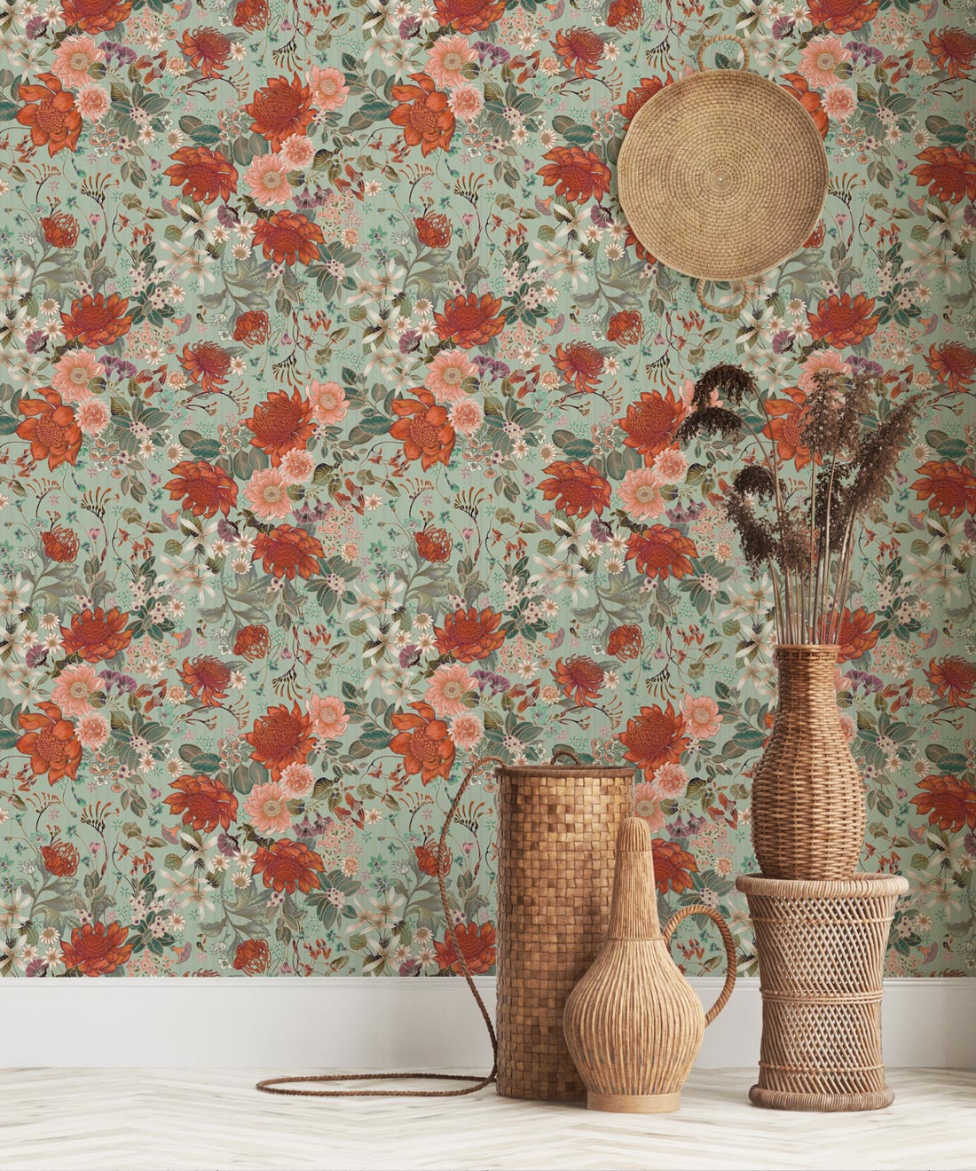 Bouquet Wallpaper, Pistachio