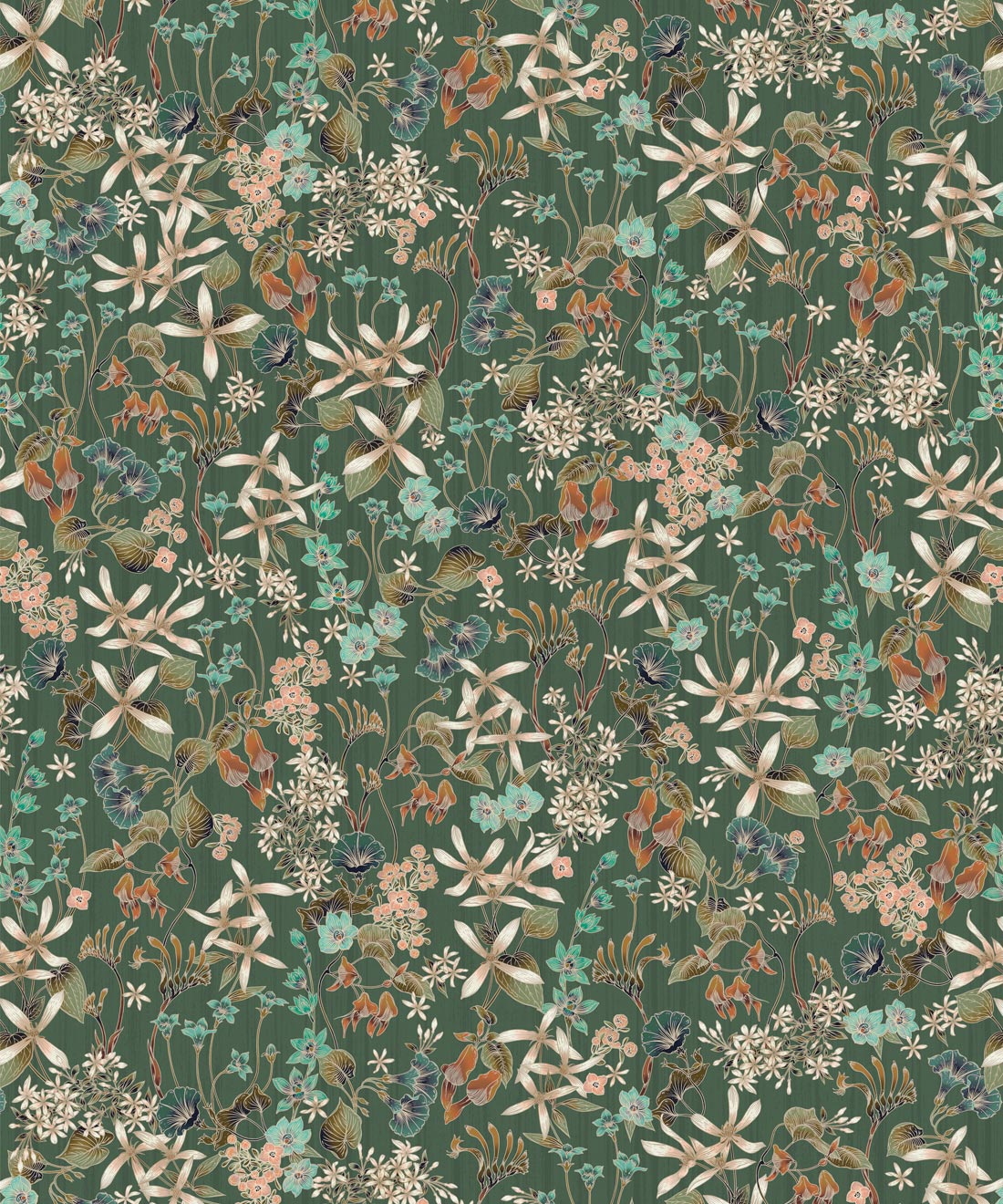 County Flowers Wallpaper, Avocado