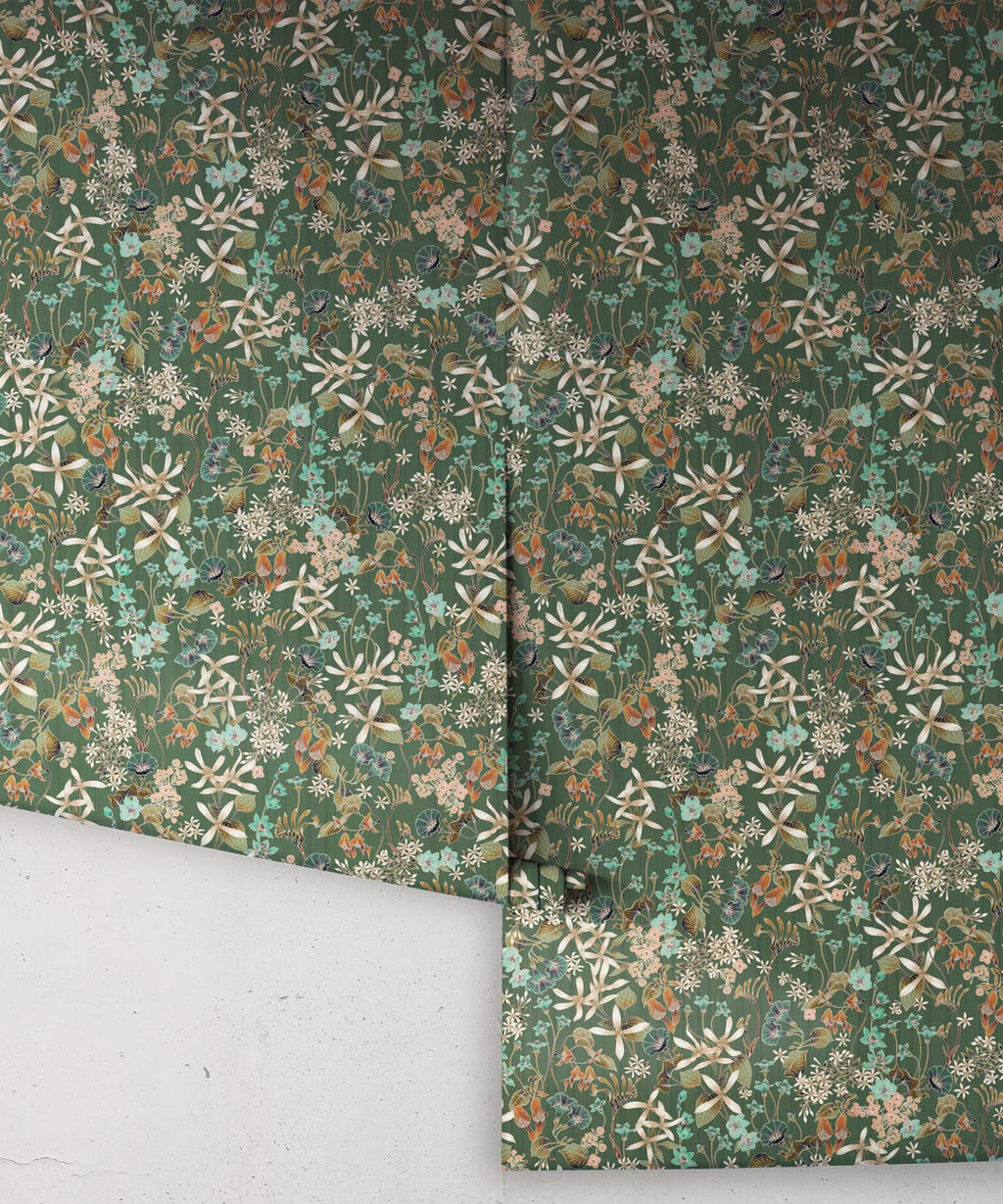 County Flowers Wallpaper, Avocado