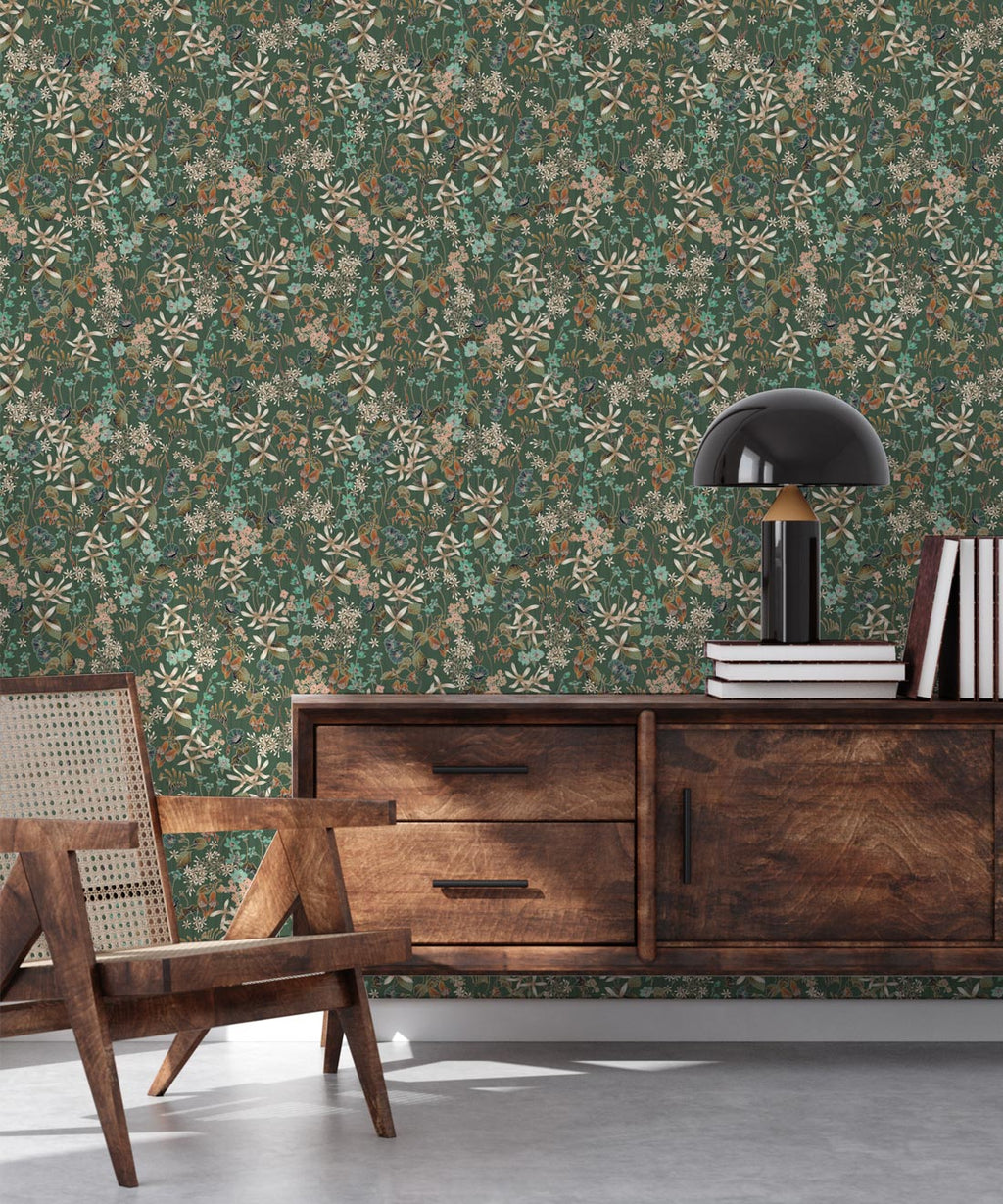 County Flowers Wallpaper, Avocado
