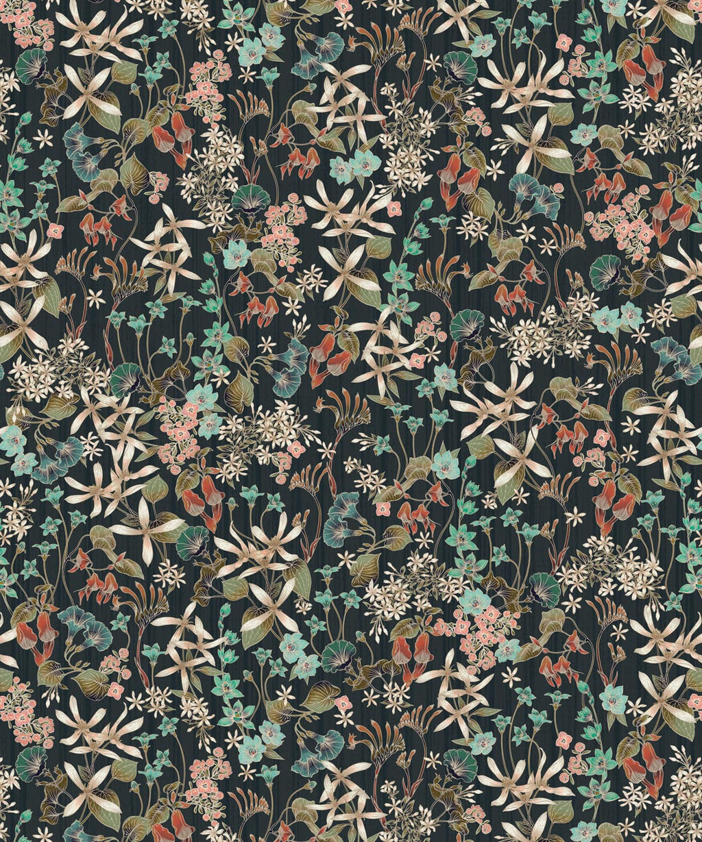 County Flowers Wallpaper, Charcoal