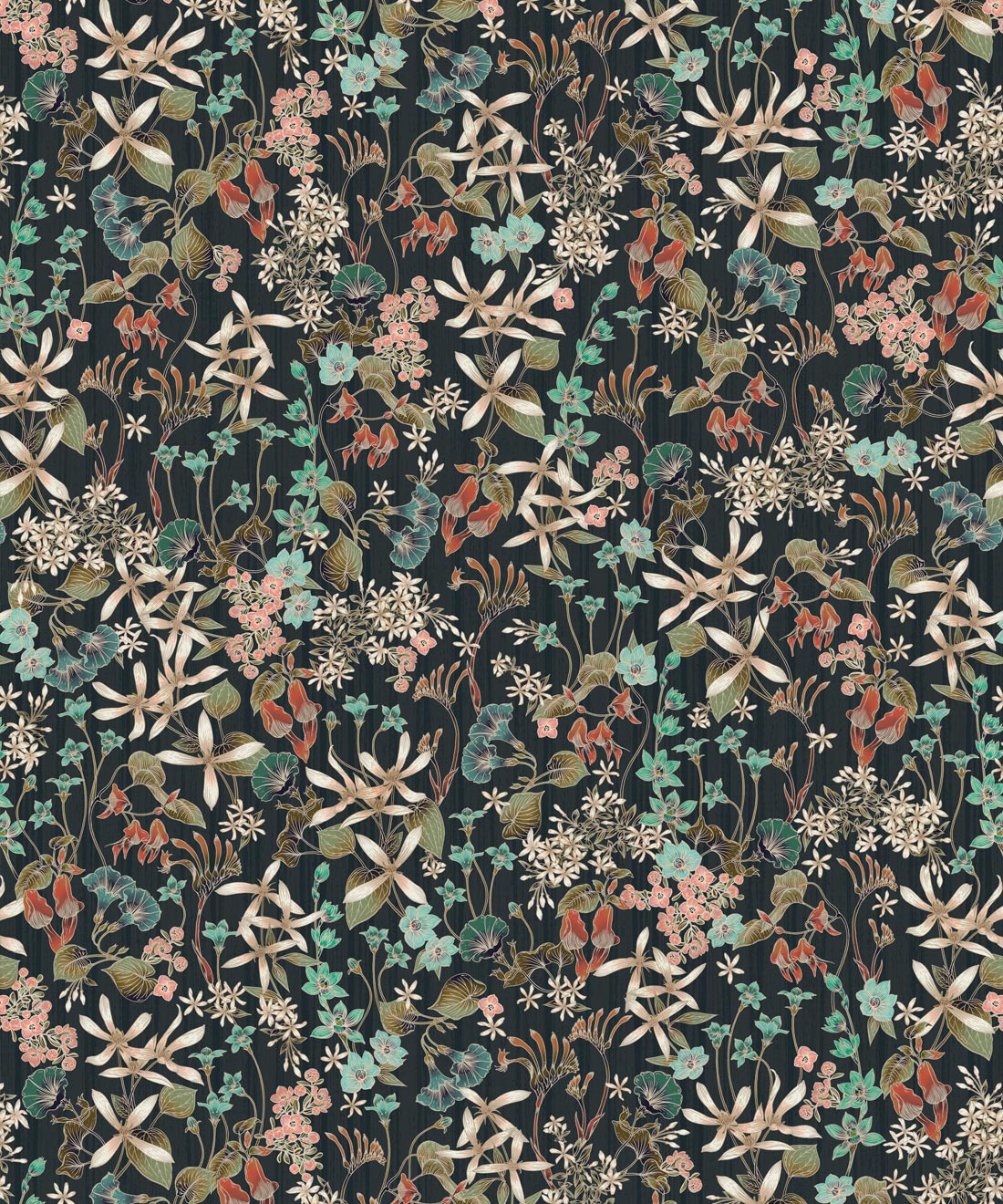 County Flowers Wallpaper, Charcoal