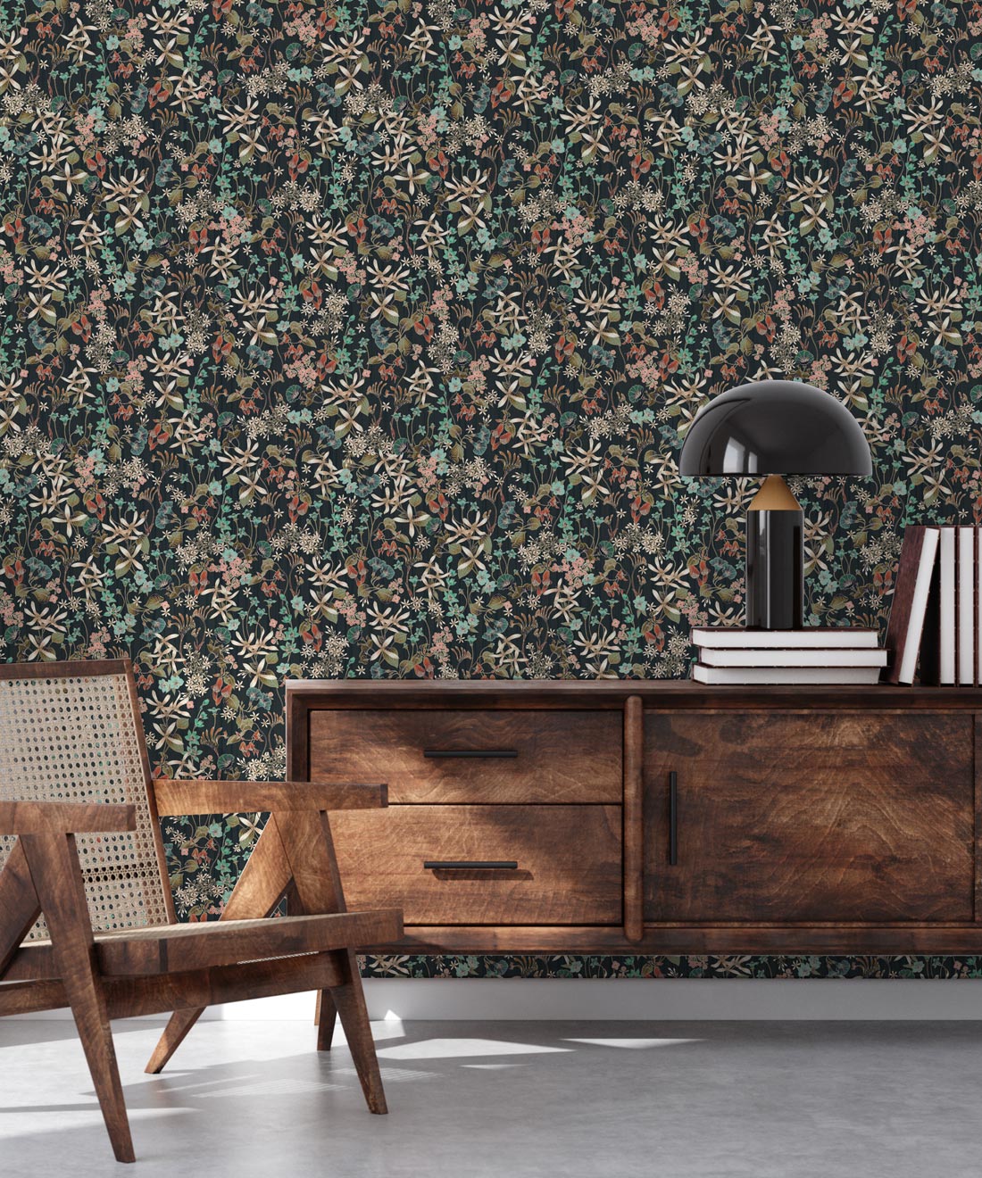 County Flowers Wallpaper, Charcoal