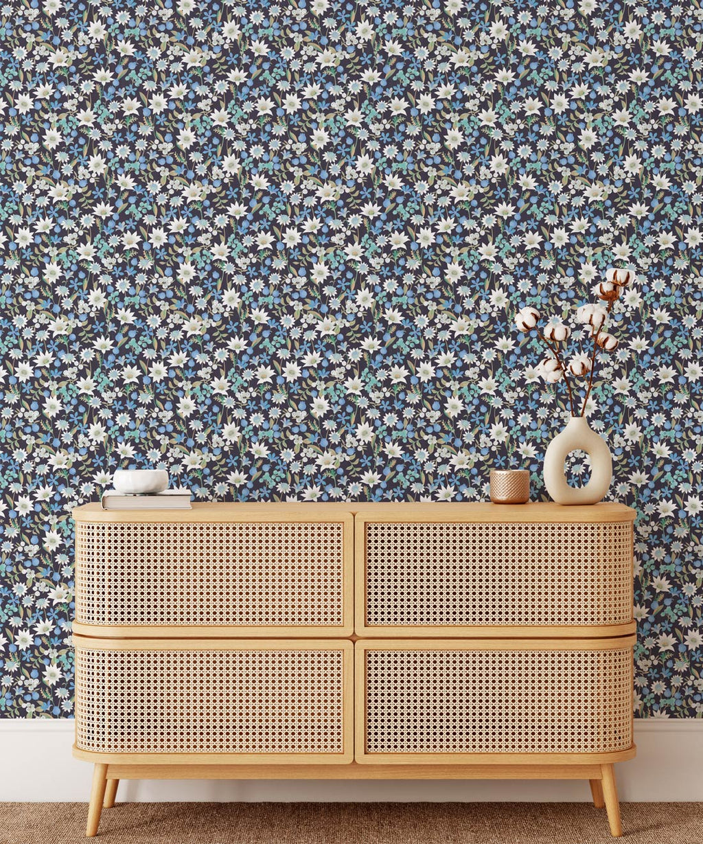 Flannel Flowers Wallpaper, Blue
