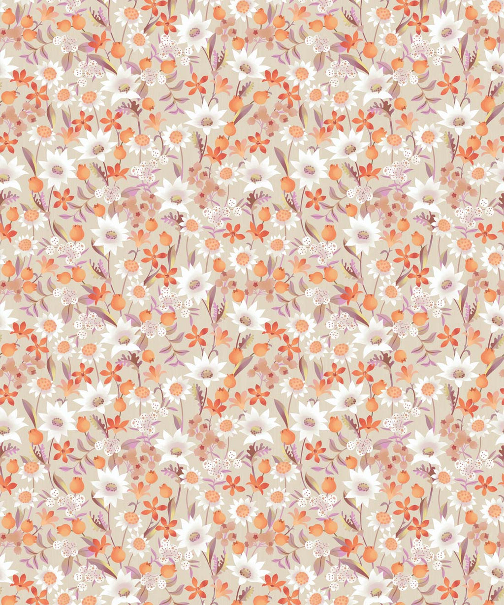 Flannel Flowers Wallpaper, Burnt Orange