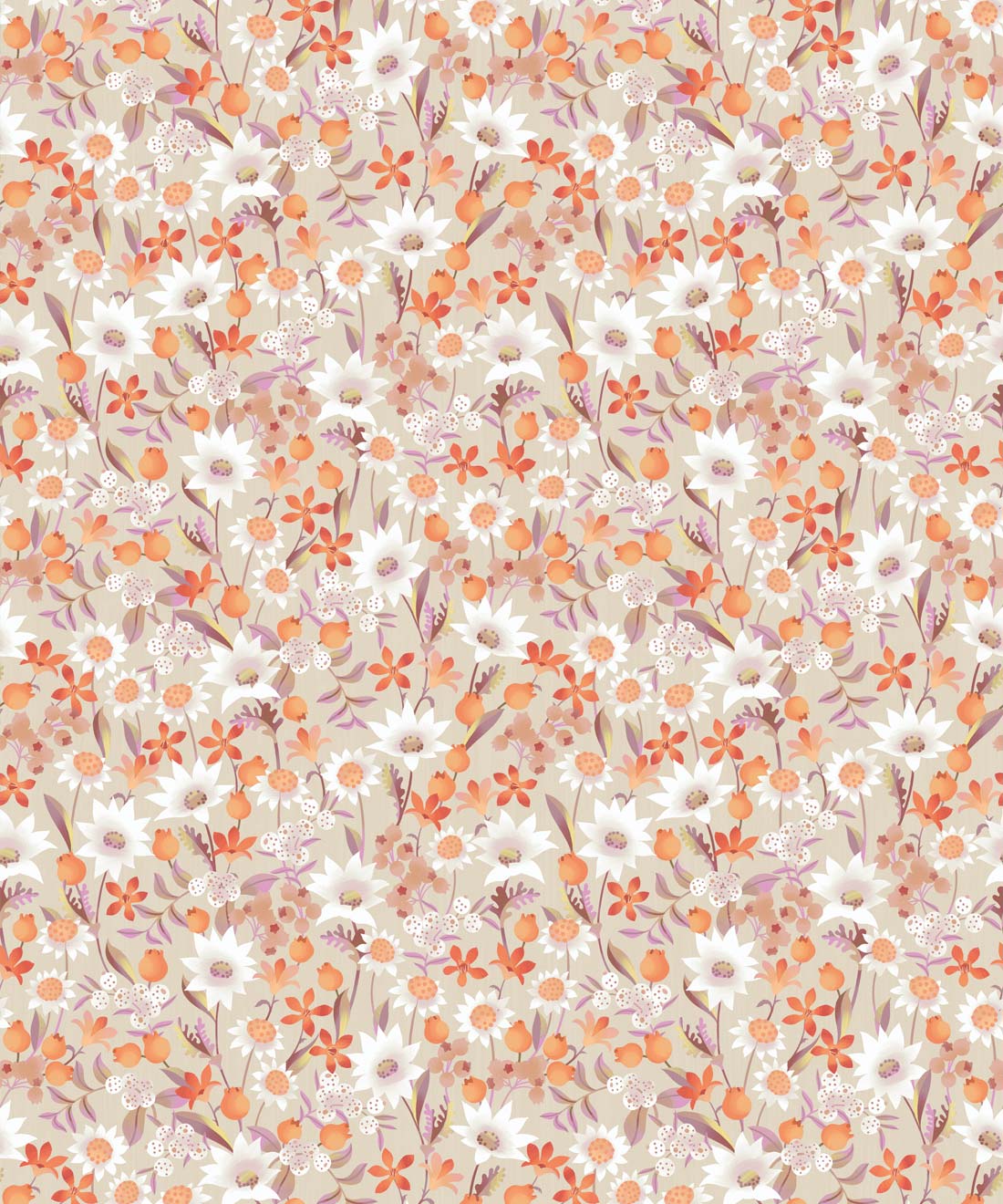 Flannel Flowers Wallpaper, Burnt Orange