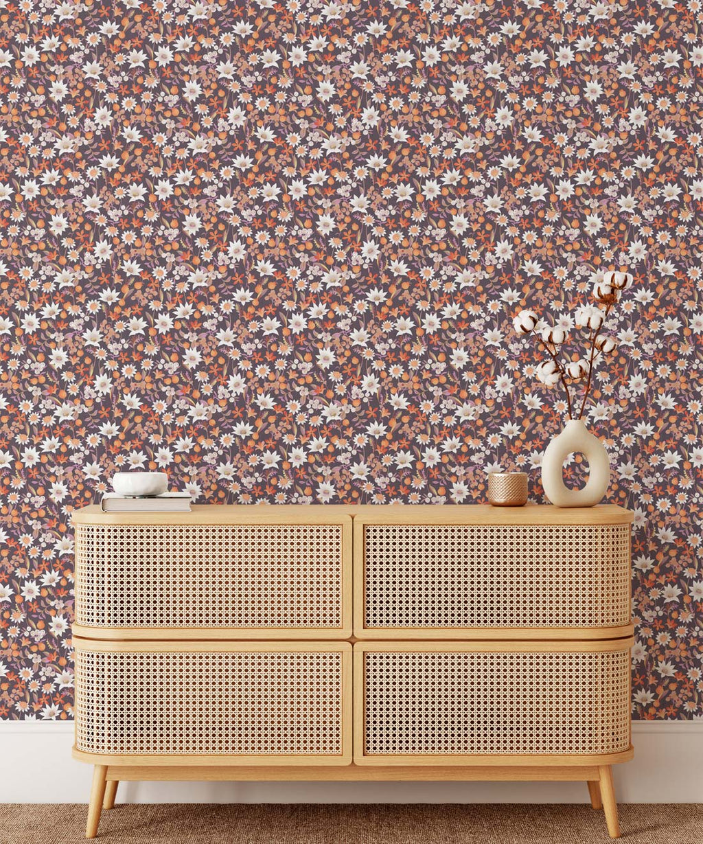 Flannel Flowers Wallpaper, Orange Muave