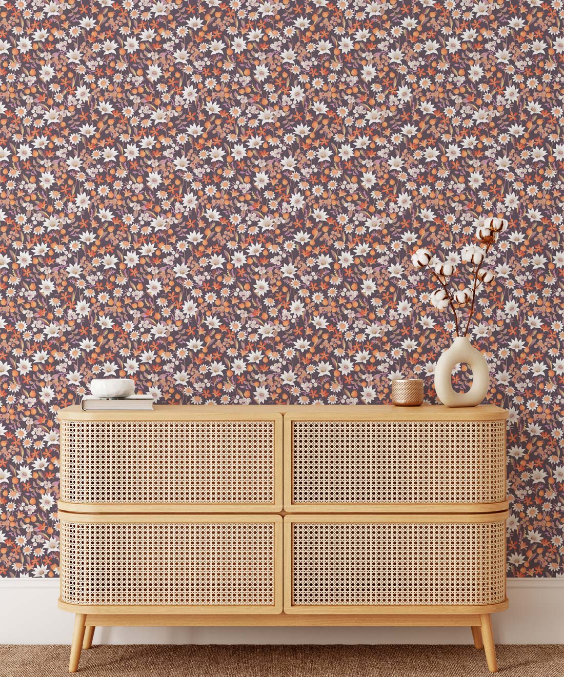 Flannel Flowers Wallpaper, Orange Muave