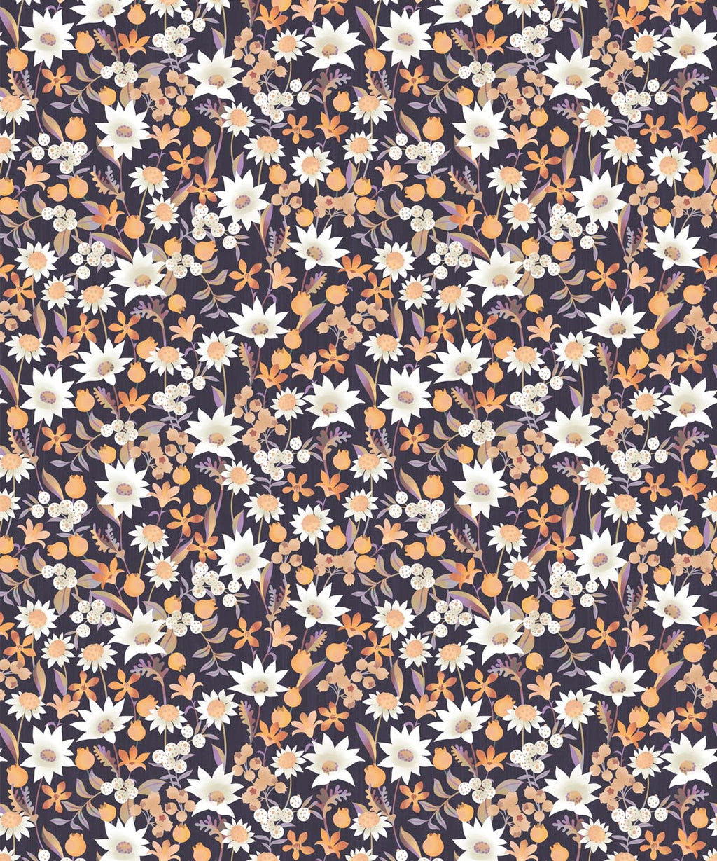Flannel Flowers Wallpaper, Charcoal