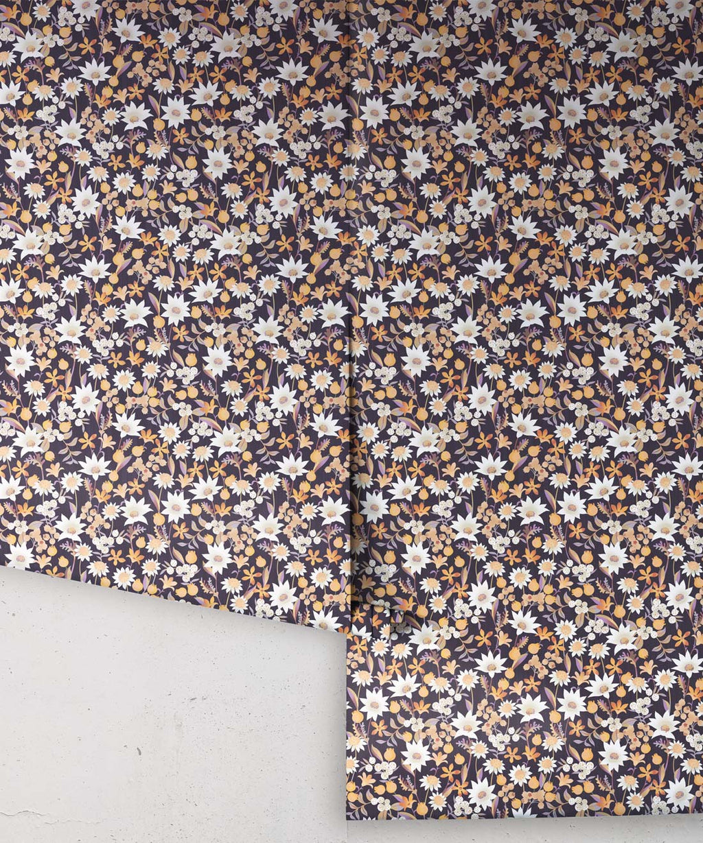 Flannel Flowers Wallpaper, Charcoal