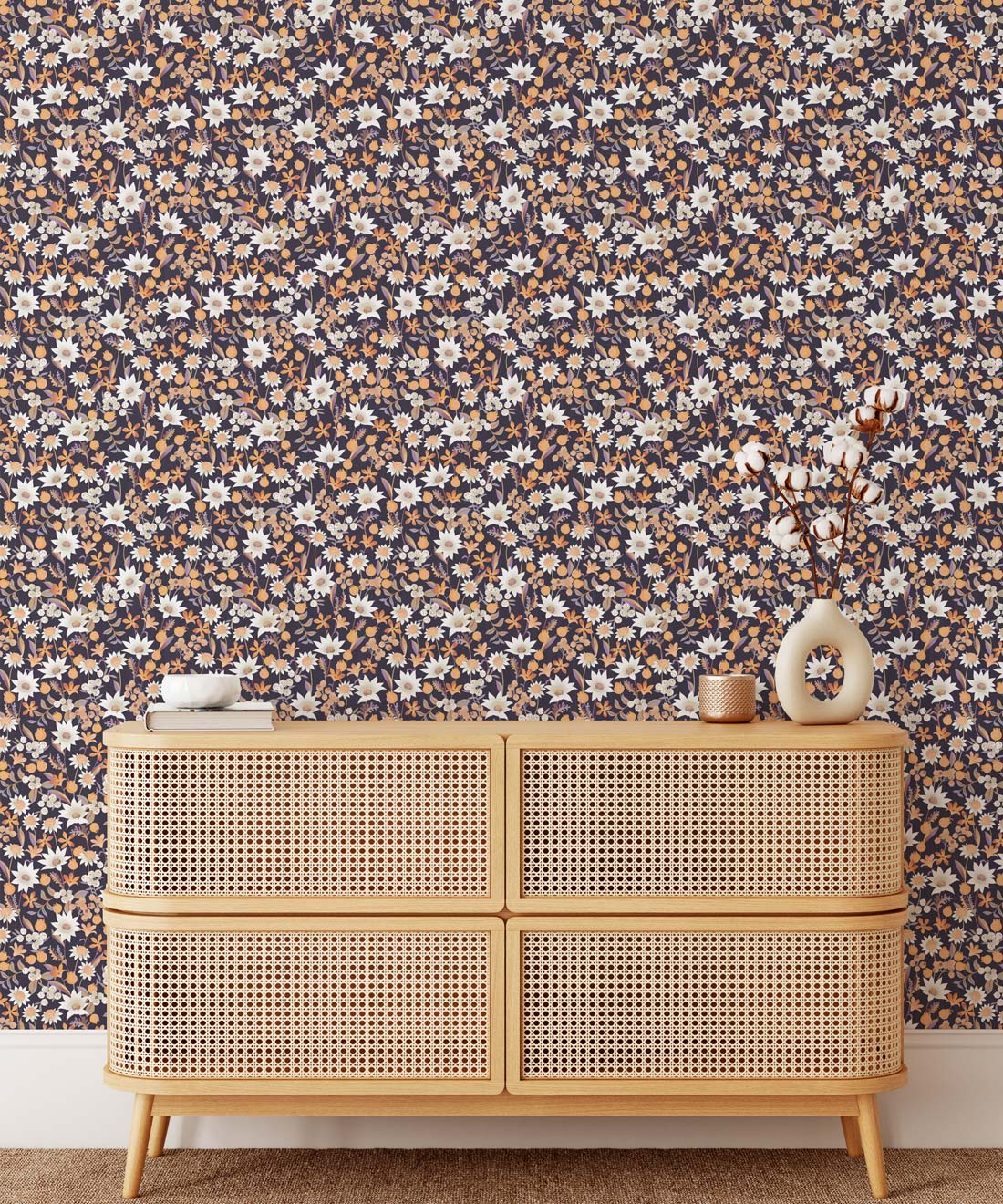 Flannel Flowers Wallpaper, Charcoal