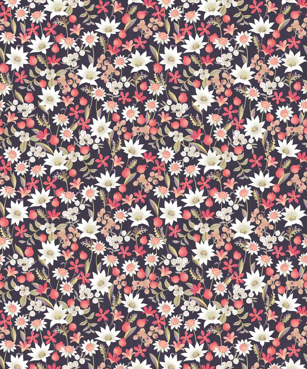 Flannel Flowers Wallpaper, Red Night