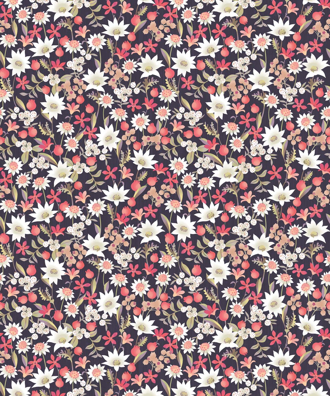Flannel Flowers Wallpaper, Red Night