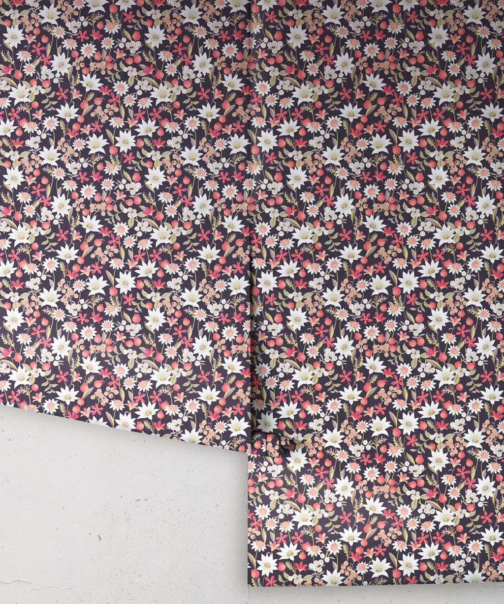 Flannel Flowers Wallpaper, Red Night