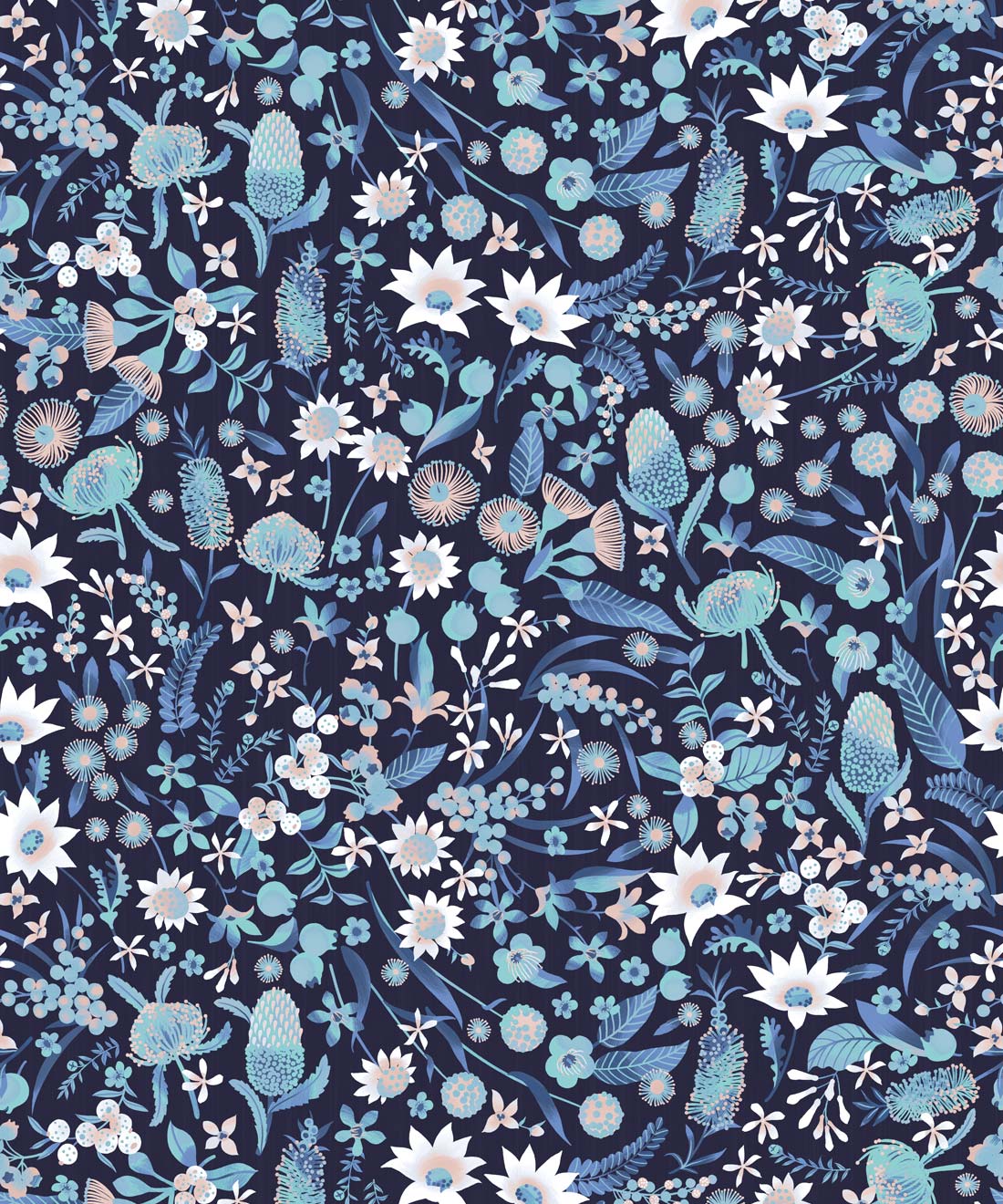 Forest Floral Wallpaper, Blue