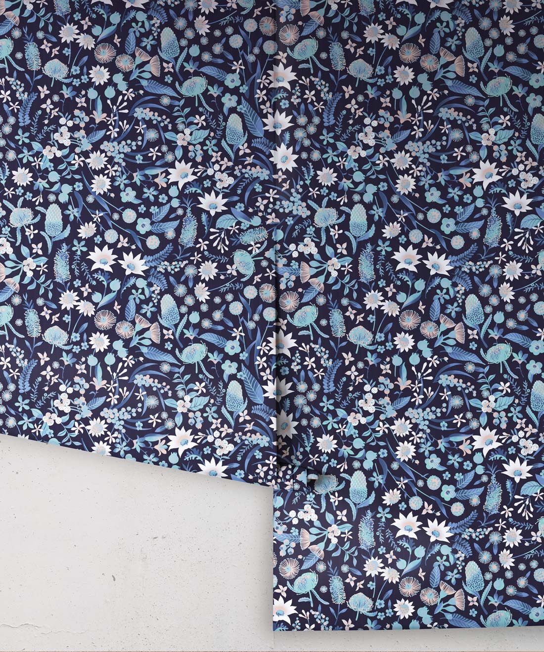 Forest Floral Wallpaper, Blue