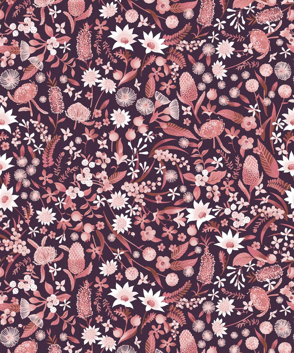 Forest Floral Wallpaper, Mulberry
