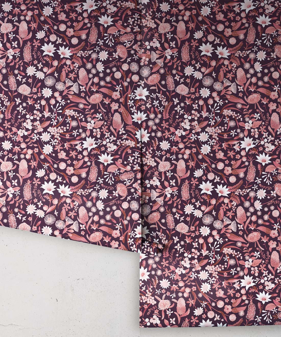Forest Floral Wallpaper, Mulberry
