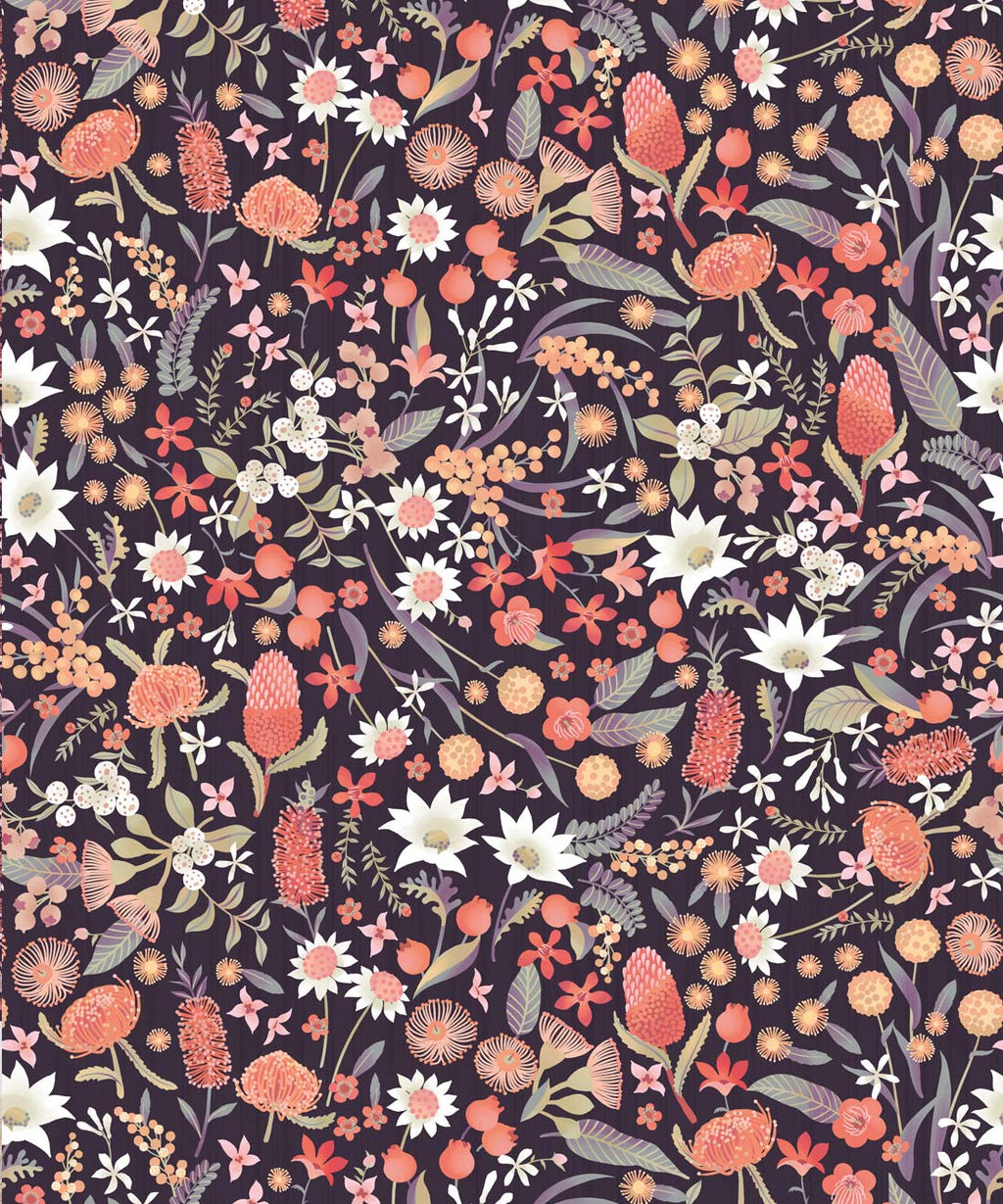 Forest Floral Wallpaper, Rust