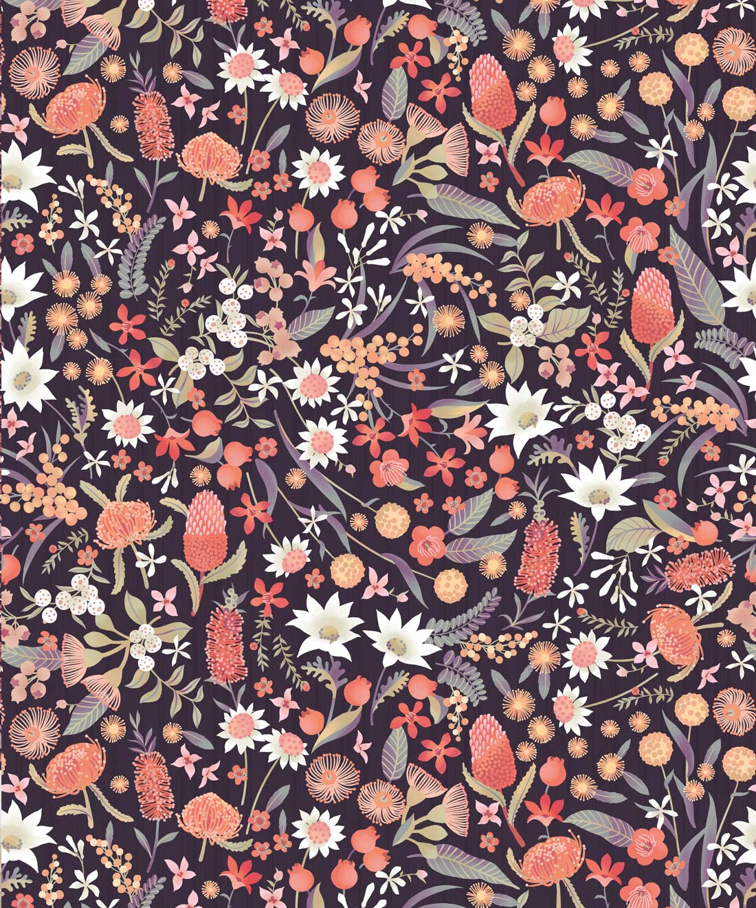 Forest Floral Wallpaper, Rust