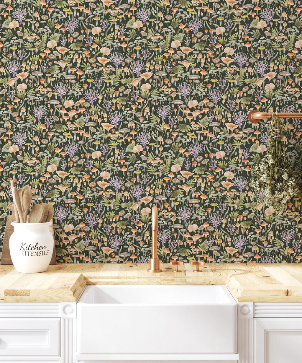 Fungi Wallpaper, Olive