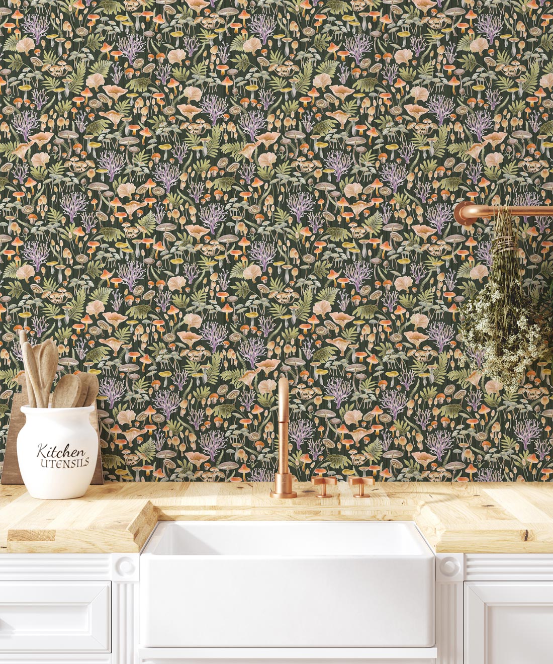 Fungi Wallpaper, Olive